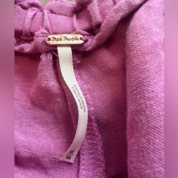 Free People Mirella Linen Blend Drawstring Shorts, Pink Plum, Size Medium - Picture 4 of 9